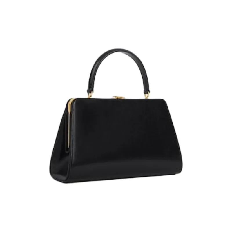 CELINE Calfskin Handbag Medium Size Women's Black-1