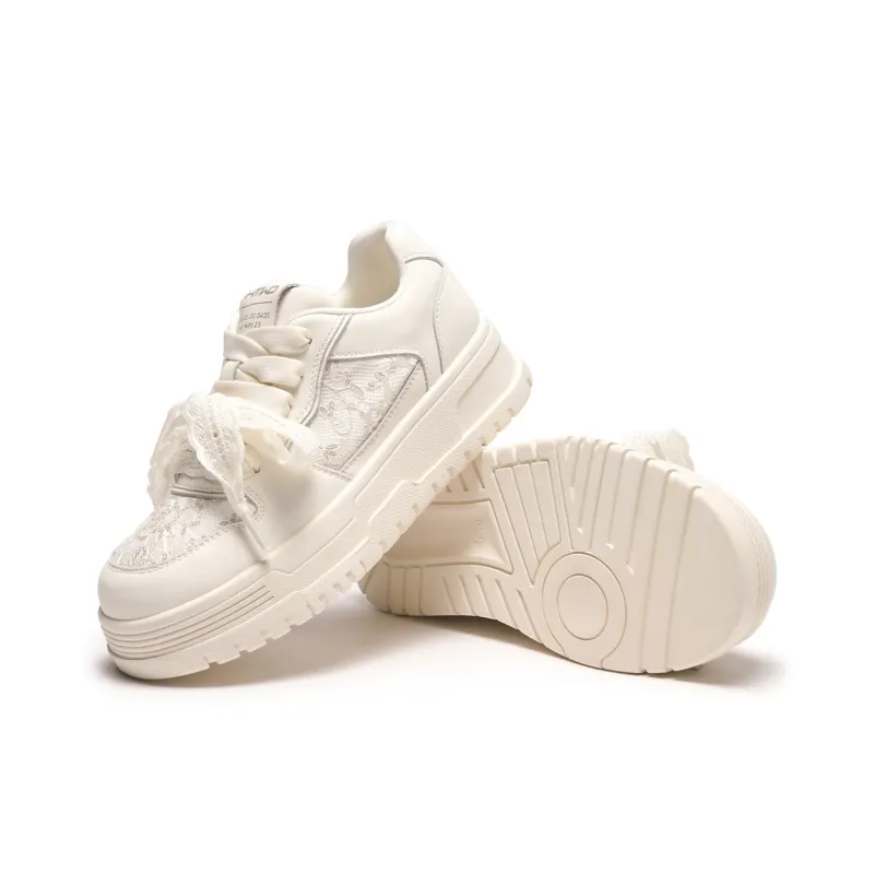 Hotwind Cream Lace Series Height Increasing Low Top Skateboard Shoes Women's-4