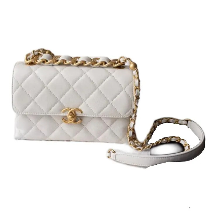 CHANEL Calfskin Crossbody Bag, Shoulder Bag Mini Women's White-1