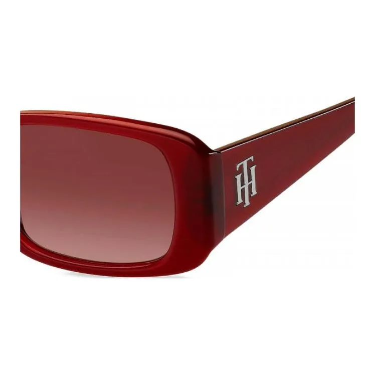Tommy Hilfiger Plastic Rectangular Sunglasses Women's Red-3