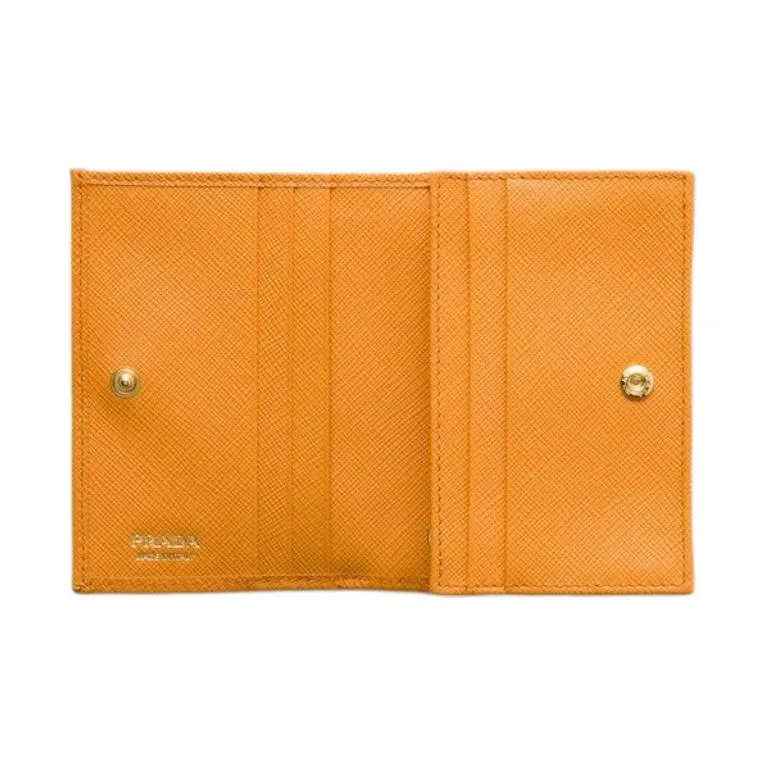 PRADA Saffiano Calf Wallet Small Size Women's Amber-2