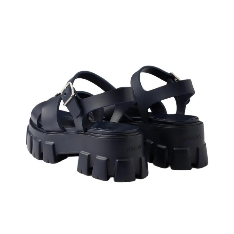 PRADA Monolith One Strap Sandals 5.5cm Women's Marine Blue-3