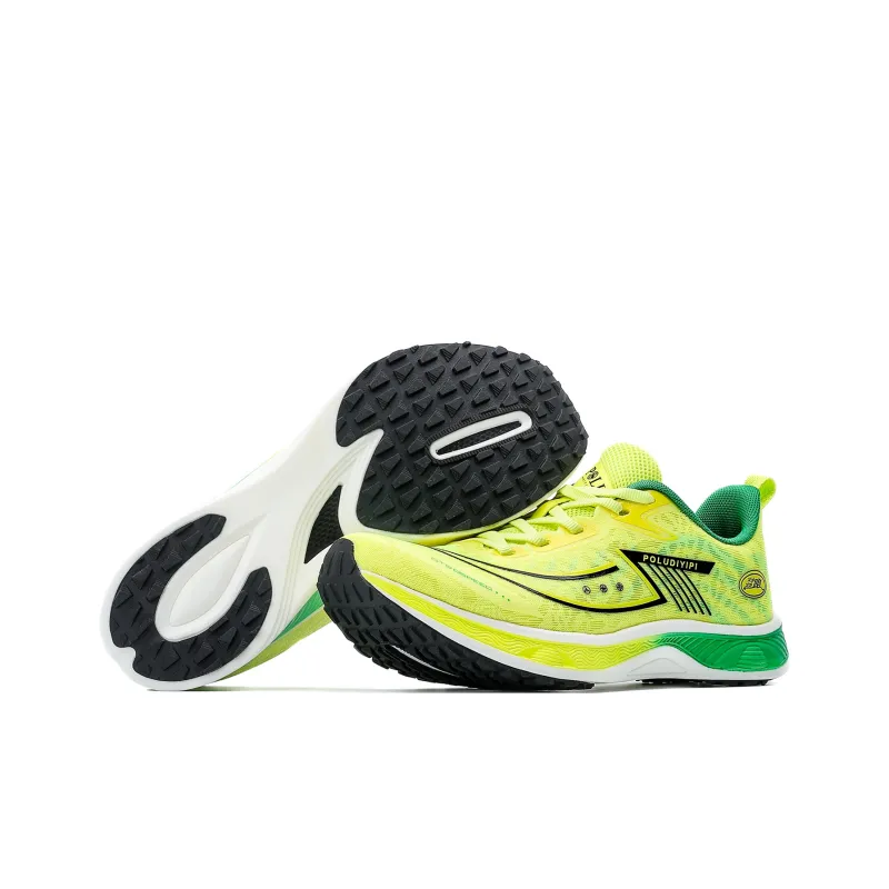 POLUDIYIPI Breathable Lightweight Rebound Low-Top Sprint Running Shoes Unisex Yellow Green Black-4
