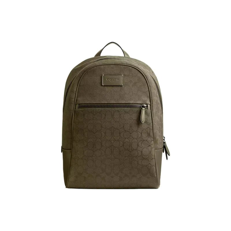 COACH Leather Backpack Tubas Men's Olive-0