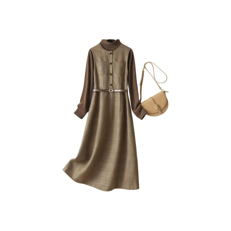IHIMI Sleeveless Dress Women's Khaki Brown-1