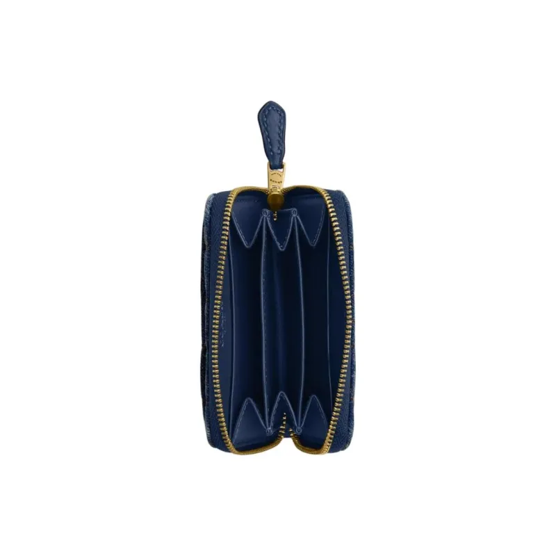 COACH Essential Denim With Nappa Leather Card Holder Small Size Women's Denim & Brass & Dark Blue-2