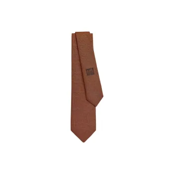 HERMES Mulberry Silk Ties Men's Orange