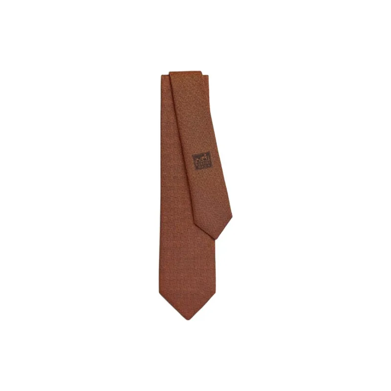 HERMES Mulberry Silk Ties Men's Orange-0