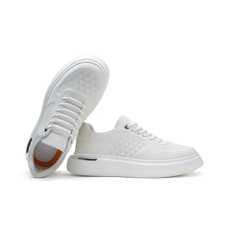 Rummaden Anti Slip Wear Resistant Lightweight Breathable Low Top Skateboard Shoes Men's White-2