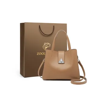 ZOOLER Cow Leather Bucket Bag Handbag Women's Salt Khaki/Black