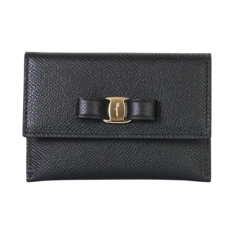 Ferragamo Vara Bow Small Card Holder Black-0