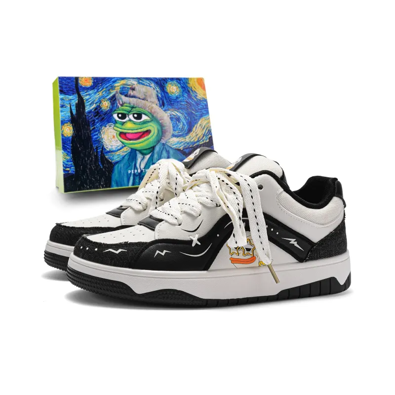 Pepe The Frog Low Top Skateboard Shoes Unisex-0