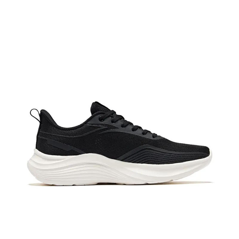 Erke Cushioning Lightweight Rebound Low Top Casual Running Shoes Men's Jet Black Bright Silver-1