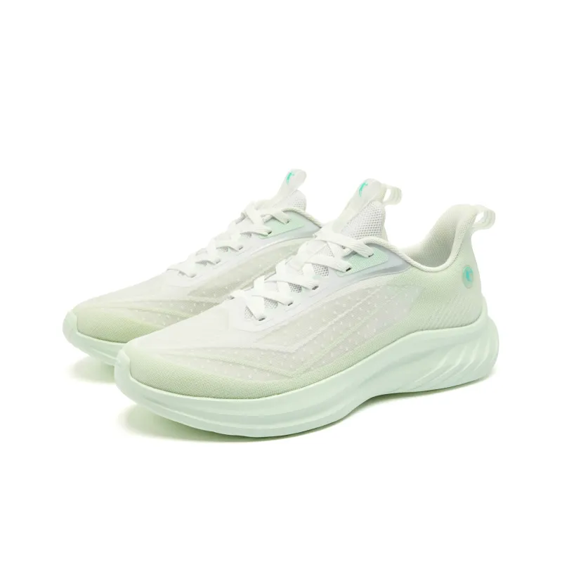 QIAODAN Cushioned Slip Resistant Abrasion Resistant Low Top Casual Running Shoes Men's Snow Mist Green-2