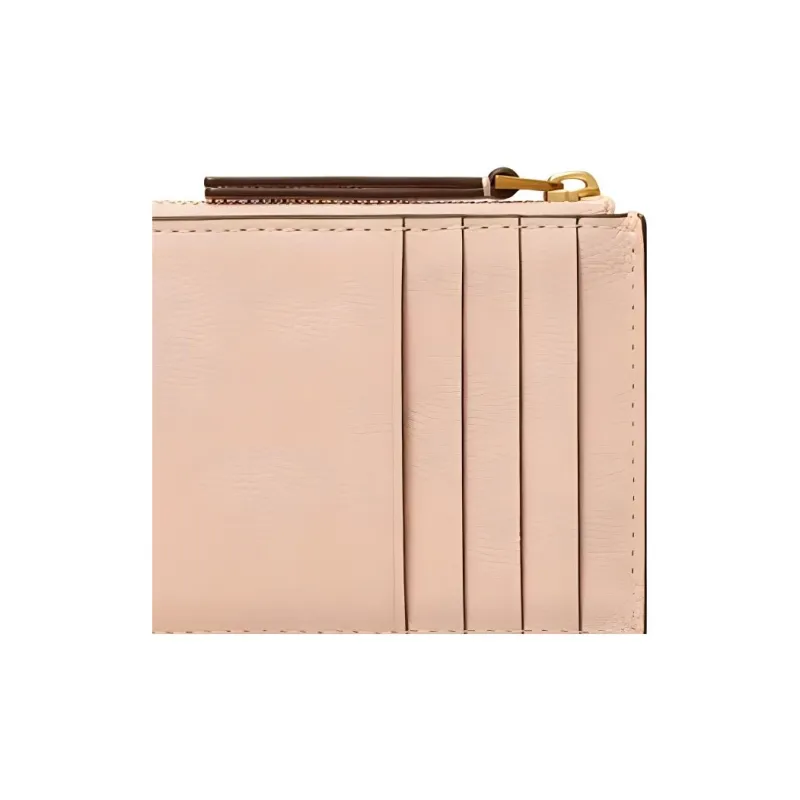 TORY BURCH Embossed Leather Card Holder Women's Pink-3