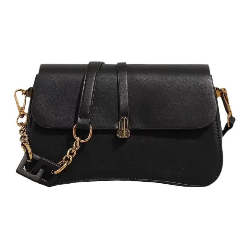 SEPTWOLVES PU Shoulder Bag Medium Size Women's Black/White/Coffee-0