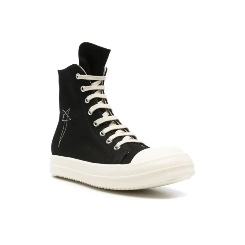 Rick Owens DRKSHDW High Top Canvas Shoes Women's Black-1