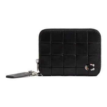 COACH Zip Around Leather Wallet Mini Women's Black