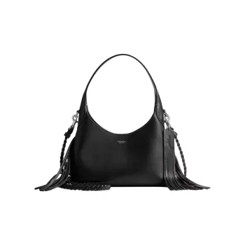 COACH Brooklyn Leather One Shoulder Handbag Medium Size Women's Black
