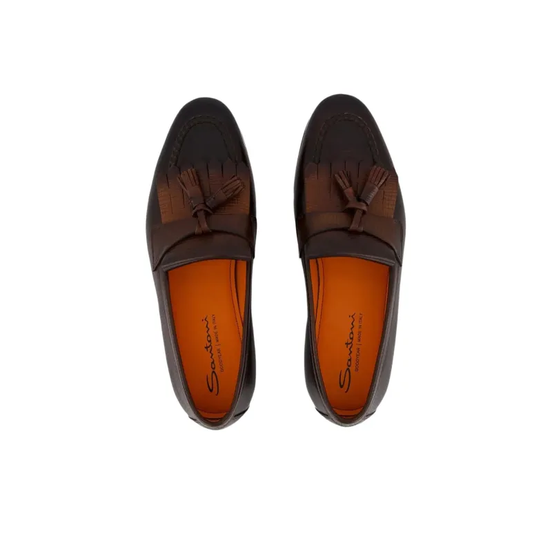 Santoni Tassel Detail Slip On Loafers-4