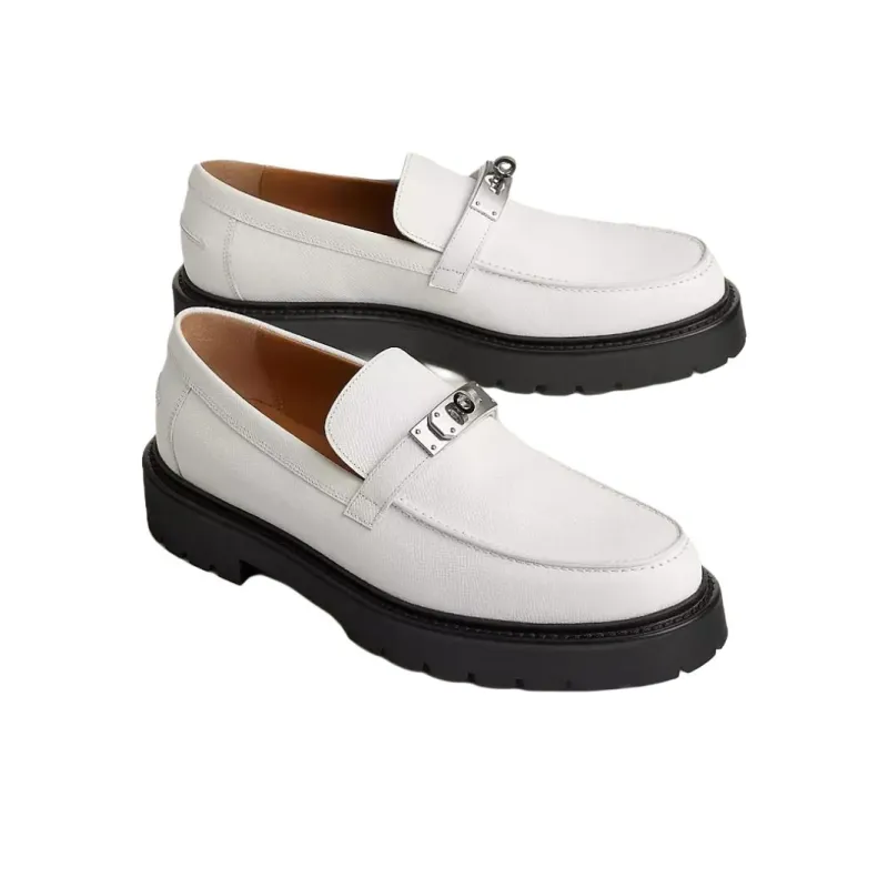 HERMES Icone Loafers Men's White-2