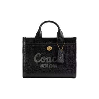 COACH Cargo Pebble Leather Tote Bag, Shopping Bag, Shoulder Bag, Crossbody Bag, Handbag Trumpets Women's Black