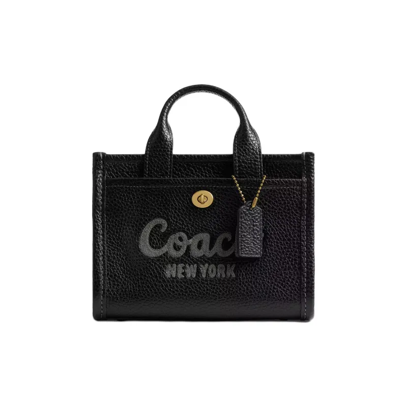 COACH Cargo Pebble Leather Tote Bag, Shopping Bag, Shoulder Bag, Crossbody Bag, Handbag Trumpets Women's Black-0