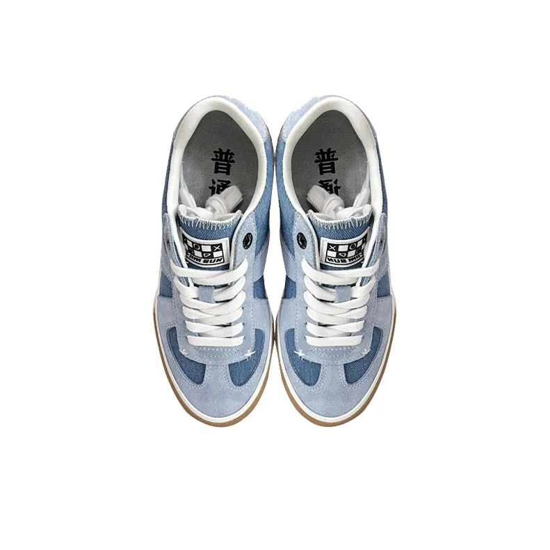 X JIMSUN Coverage Balance Support Low Top Skateboard Shoes Unisex Denim Blue-1