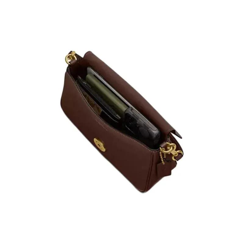 COACH Tabby Leather Shoulder Bag Medium Size Women's Maple-3