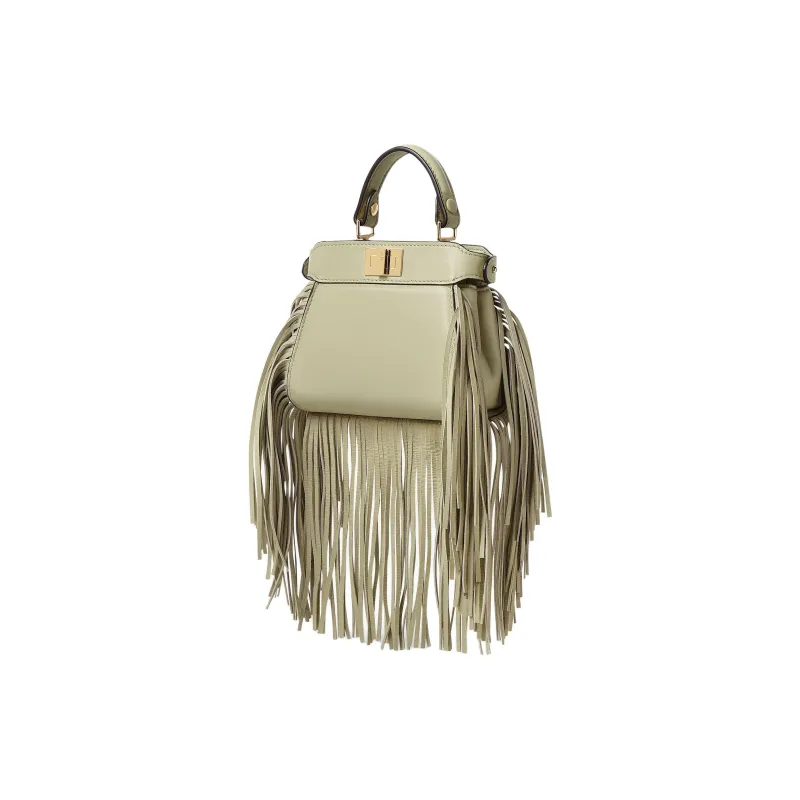 FENDI Peekaboo Nappa Soft Leather Shoulder Bag, Crossbody Bag, Handbag Extra Mini Women's Green-1