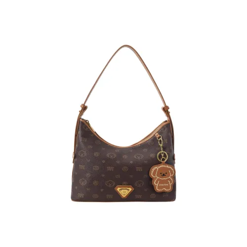 PAYOT Microfiber Synthetic Leather Shoulder Bag, Handheld Crossbody Bag Women's Monogram Coffee