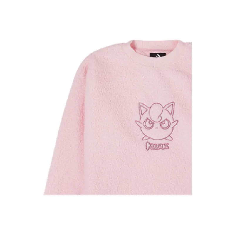 Converse X POKEMON Jigglypuff Sherpa Crewneck Sweatshirt Pink-4