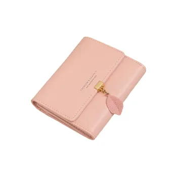 PT'SON Cow Leather Wallet Document Coin Purse Regular Women's Pink/Light Blue