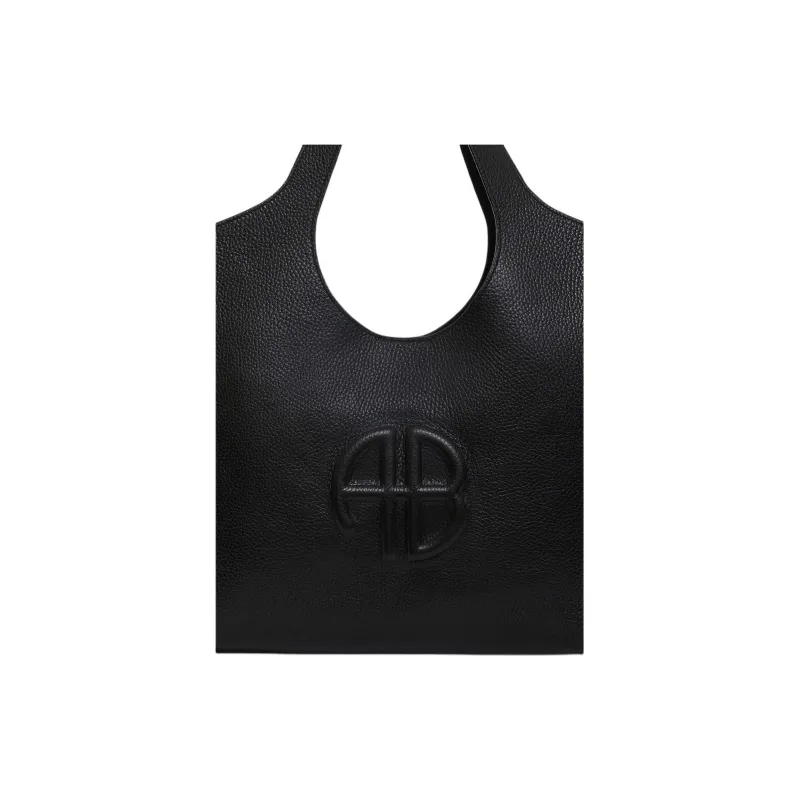 Anine Bing Cow Leather Tote Bag, Shopping Bag, Handbag Medium Size Women's Black-3