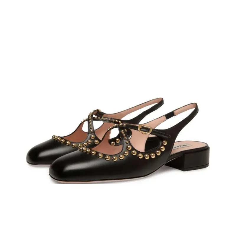 BALLY Ballyrina Chunky Heel High Heels 3cm Women's Umber-1