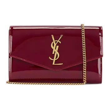 SAINT LAURENT Patent Leather Wallet Women's Garnet