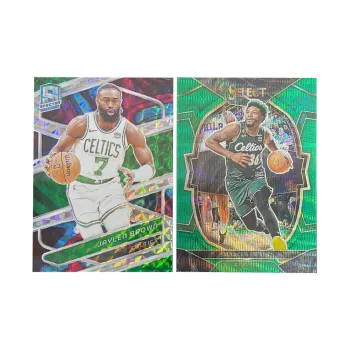 PANINI 2023 24 Celtics, Jaylen Brown 25/99 Spectra Teca+2022 23 SELECT Smart 12/50 Holographic Card Graded Cards 2 Pcs