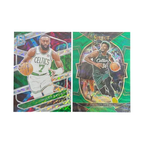 PANINI 2023 24 Celtics, Jaylen Brown 25/99 Spectra Teca+2022 23 SELECT Smart 12/50 Holographic Card Graded Cards 2 Pcs