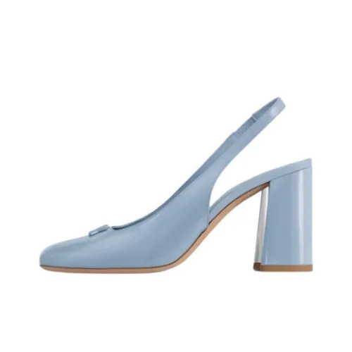 LOUIS VUITTON Swing Slingback Chunky Heel High Heels 8.5cm Women's Blue