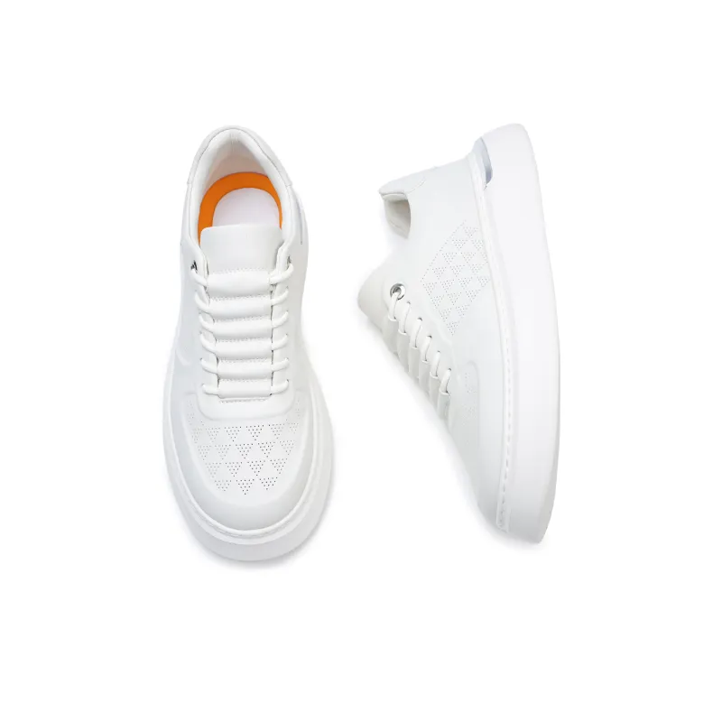 Rummaden Anti Slip Wear Resistant Lightweight Breathable Low Top Skateboard Shoes Men's White-4