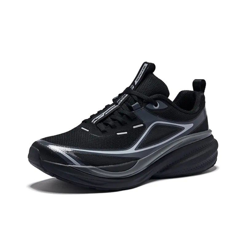 Erke Vertical And Horizontal 1.0 Cushioning Rebound Low Top Running Shoes Men's Jet Black Carbon Gray-2