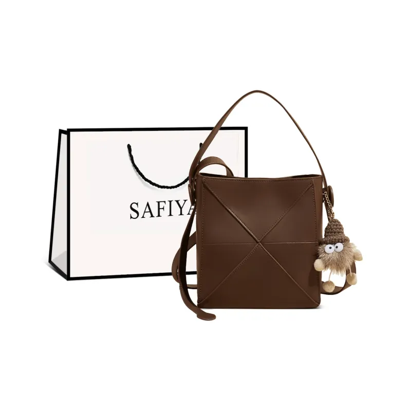 Safiya Synthetic Leather With Cow Leather Portable Crossbody Bag, Shoulder Bag Women's Khaki/Caramel-5