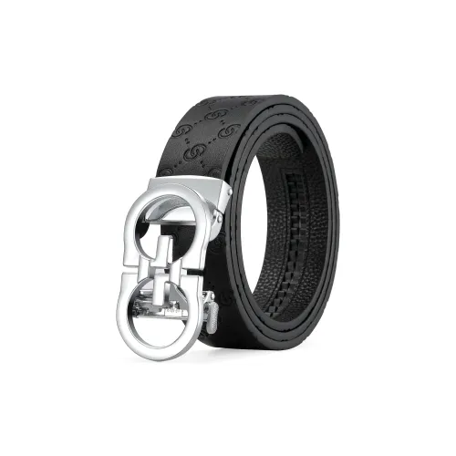 FORTEI Boyfriend Top Grain Cow Leather Belts Men's Chromium Color Width 3.5cm Gift Box Sets