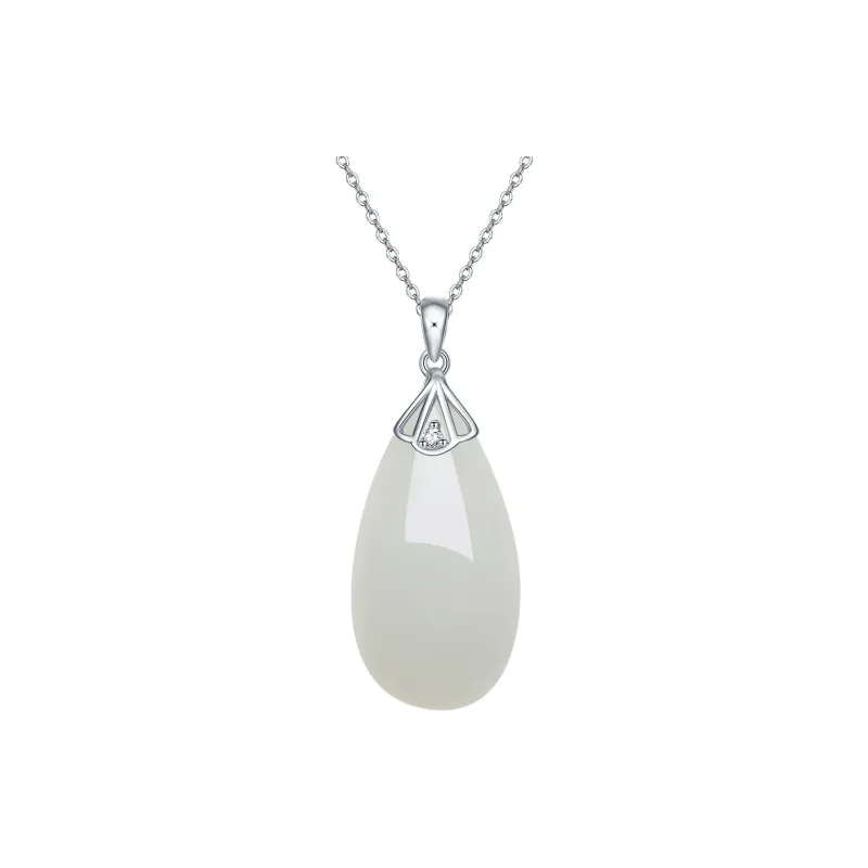 Century Edge Jewelry Hetian Jade Necklaces Pale Greenish White Jade Women's-0