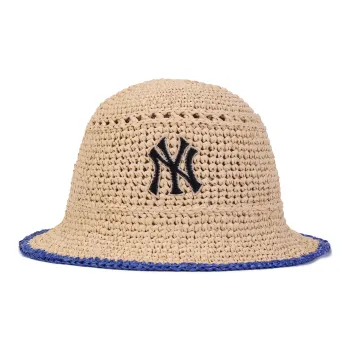 MLB Polypropylene, Raffia Bucket Hats Unisex Beige Yellow