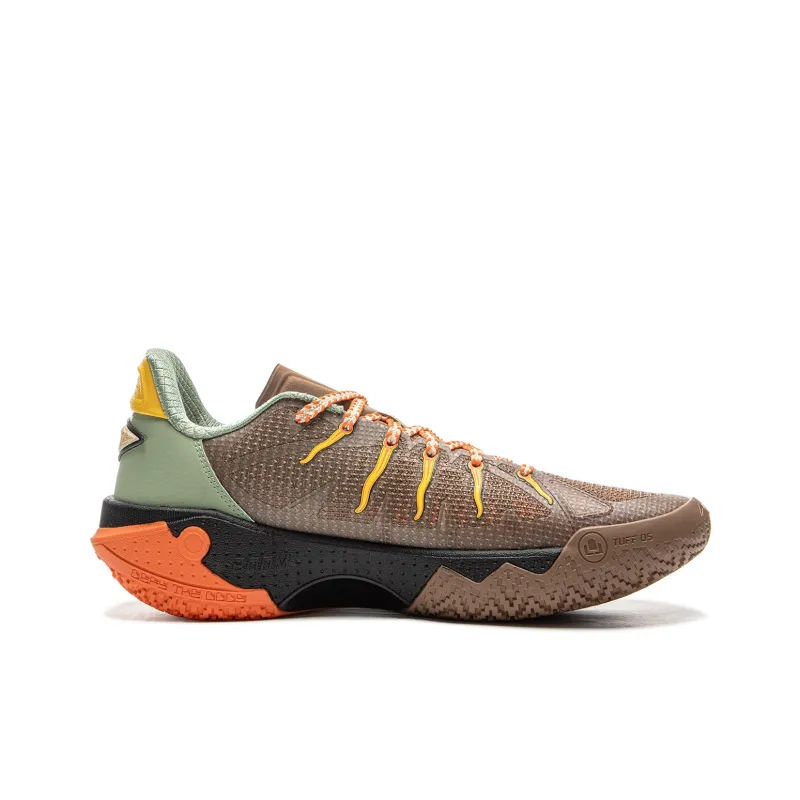 LiNing Jie Ao 2 Anti Slip And Wear Resistant Breathable Low Top Basketball Shoes Men's Brown Green-1