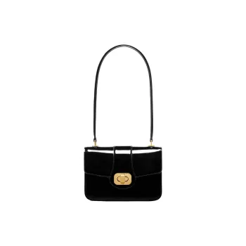CELINE Patent Leather Calfskin Shoulder Bag Women's Black