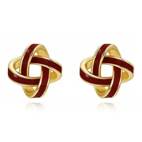 Rhymes Gold Plated Copper Stud Earrings Women's-0