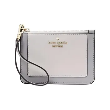 Kate Spade Litchi Grain Leather Card Holder Small Size Women's Gray
