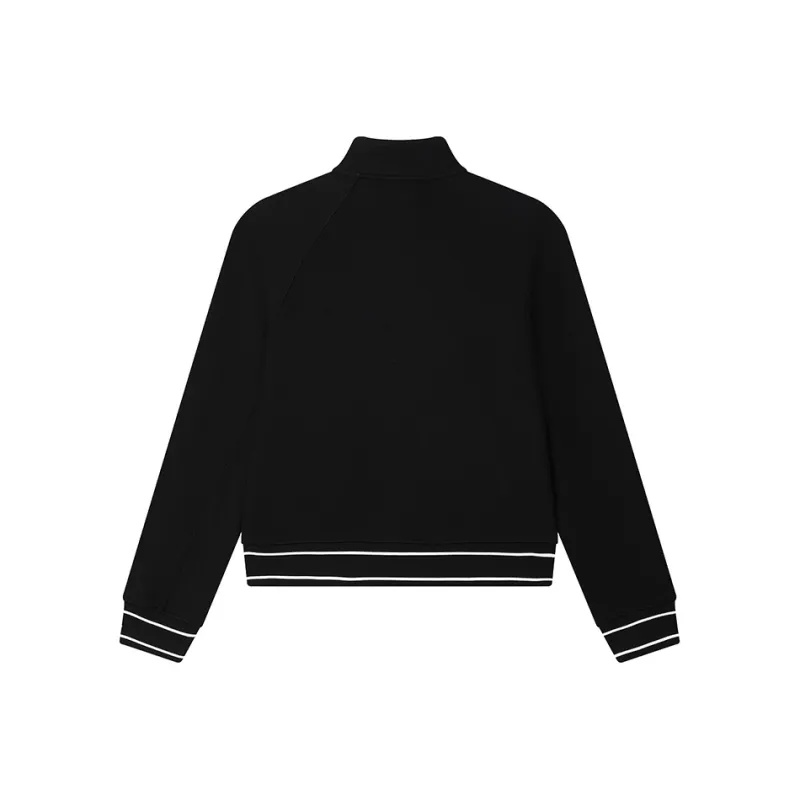 FILA Knitted Fabric Long Sleeved Coat Women's Jet Black-1